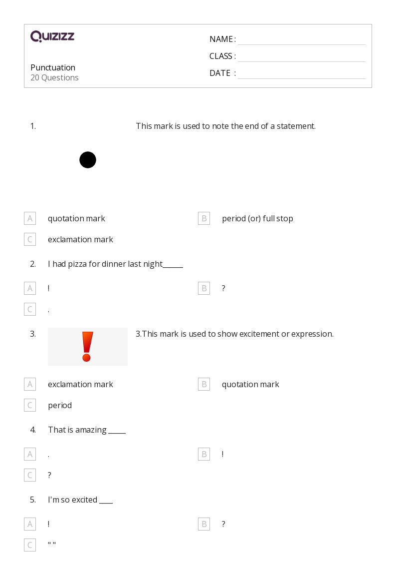 50+ Sentences Punctuation worksheets for 4th Class on Quizizz Free & Printable