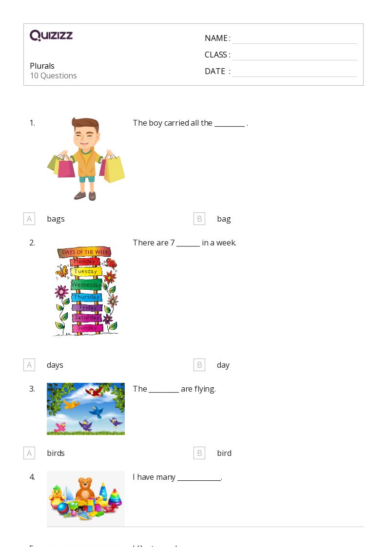 50+ Plurals worksheets for 1st Grade on Quizizz Free & Printable