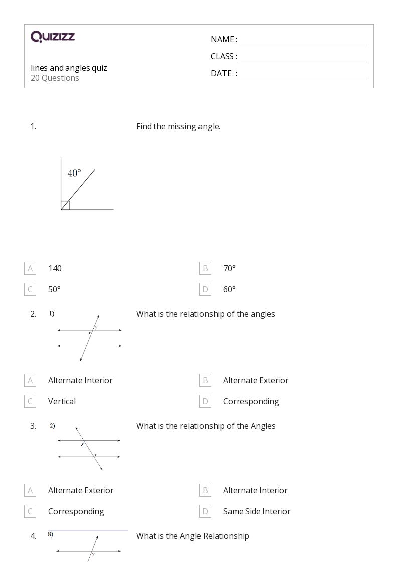 50+ angles worksheets for 9th Class on Quizizz Free & Printable