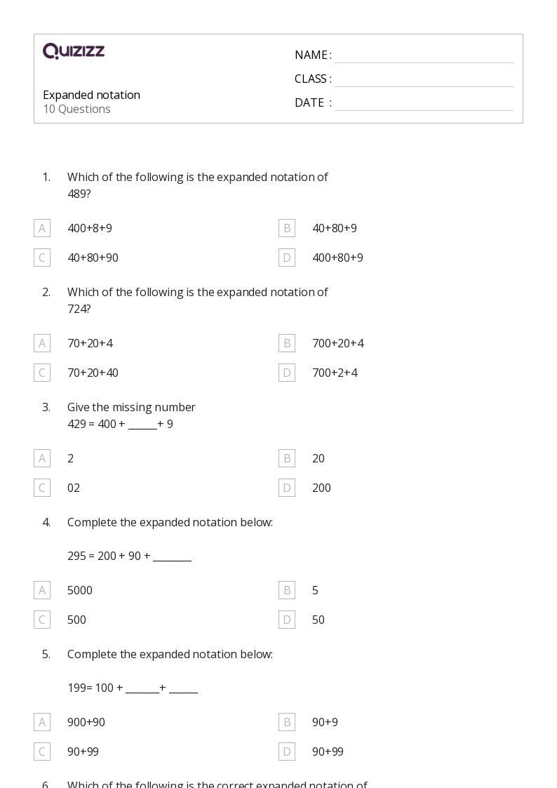 50+ Scientific Notation worksheets for 2nd Class on Quizizz Free & Printable