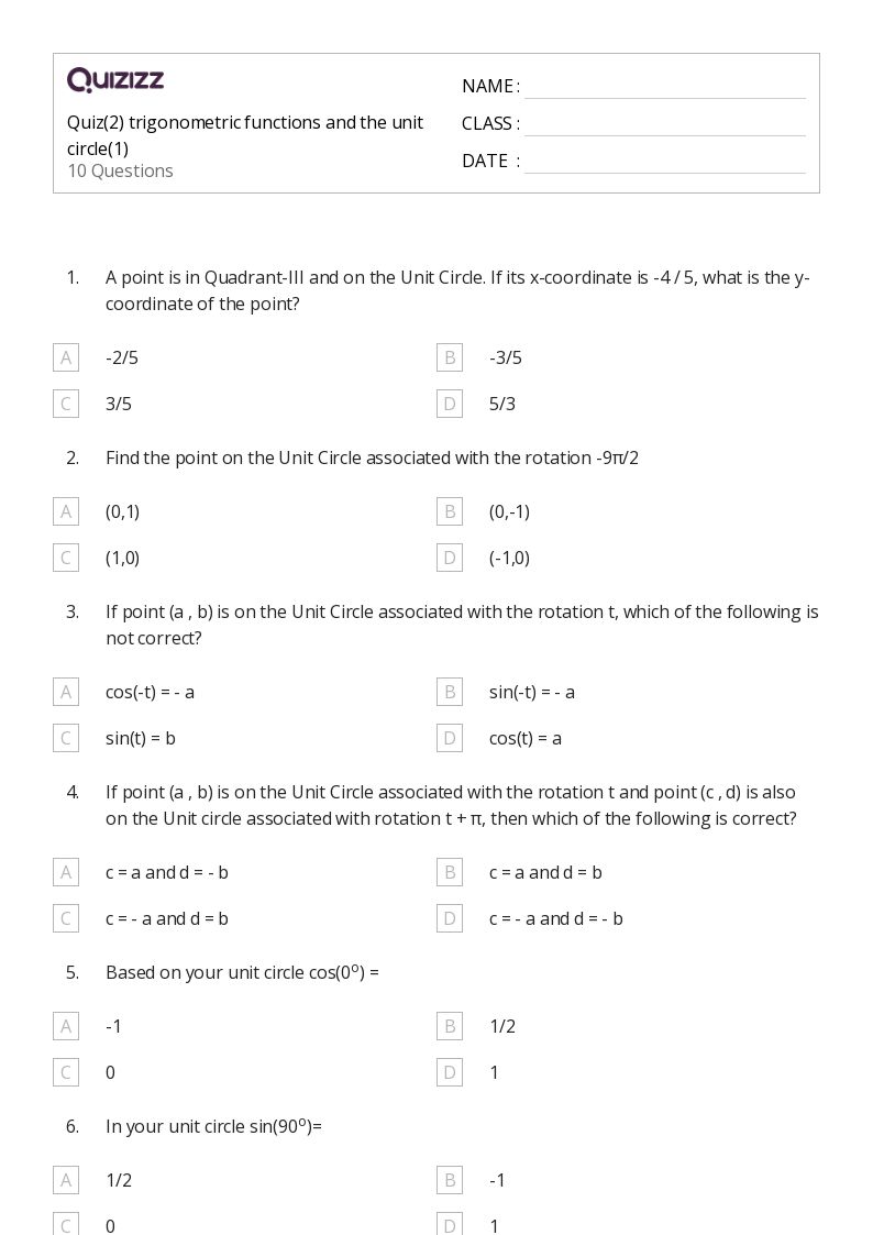 50+ Trigonometric Functions worksheets on Quizizz Free & Printable