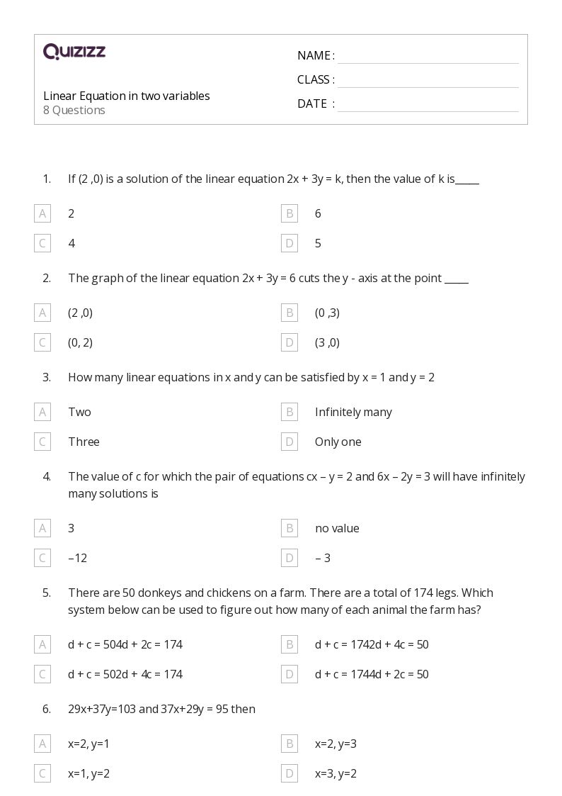 50+ algebra worksheets for 10th Class on Quizizz | Free & Printable