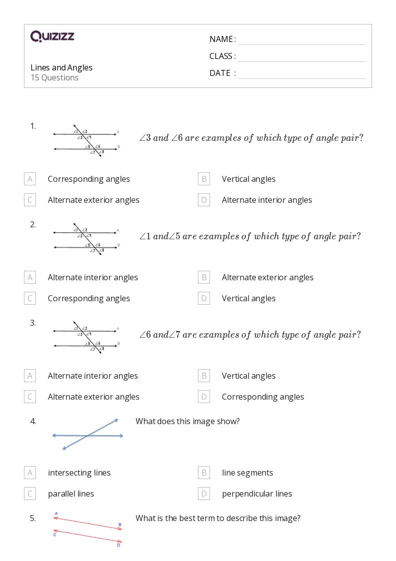 50+ Angles worksheets for 7th Class on Quizizz Free & Printable