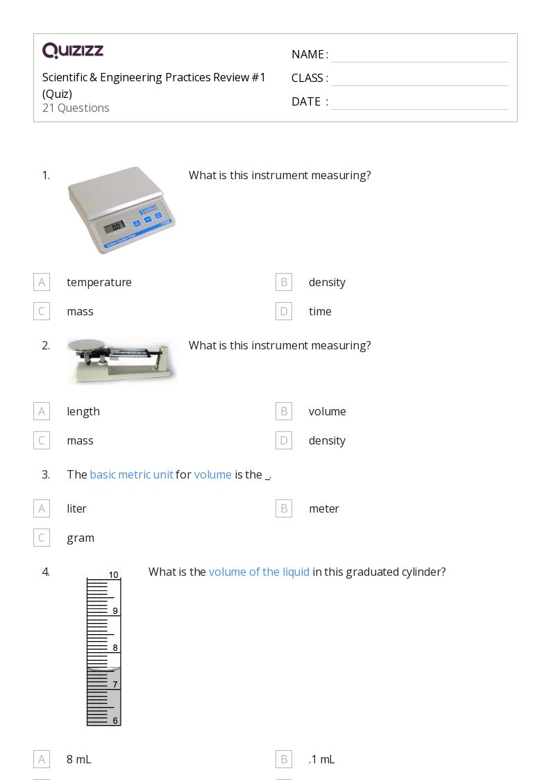 Printable Engineering & Science Practices Worksheets Quizizz