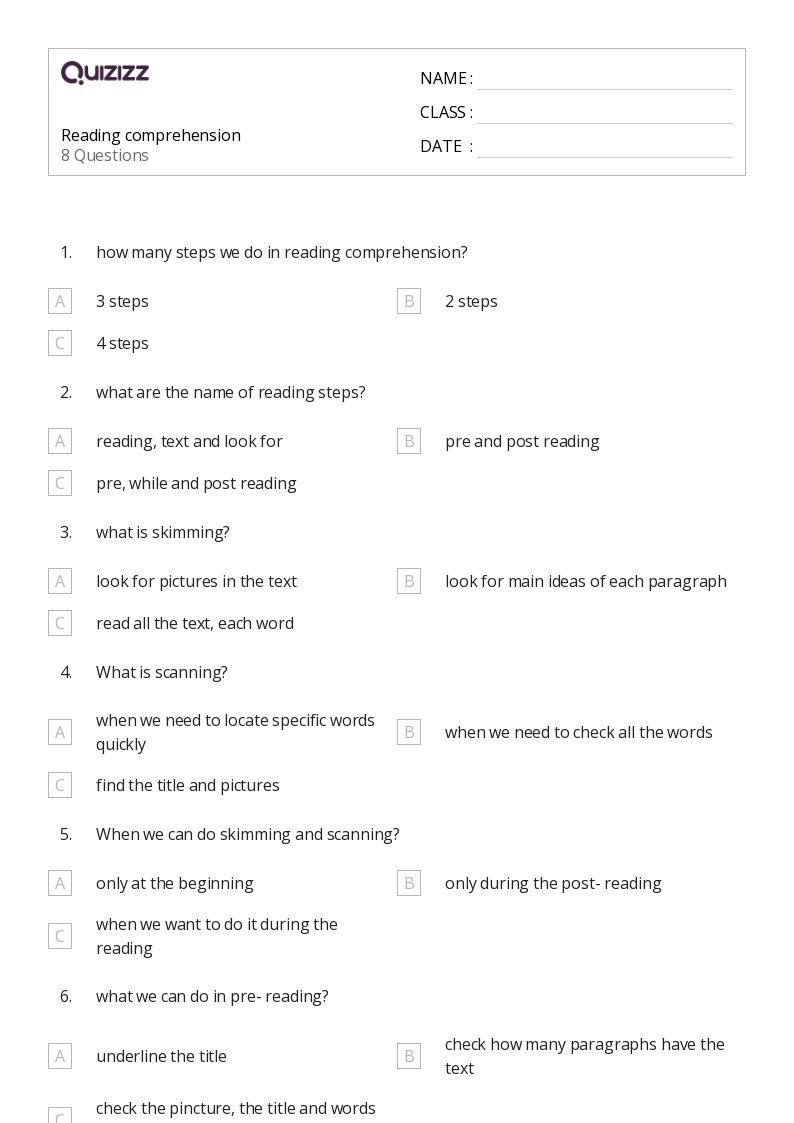 50+ Picture Comprehension worksheets for 7th Class on Quizizz Free & Printable