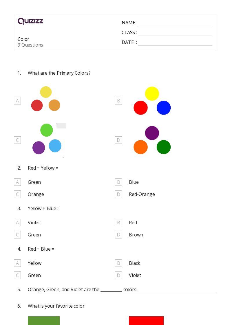 50+ Colors worksheets on Quizizz Free & Printable