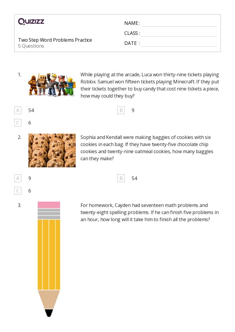 50+ Two-Step Word Problems worksheets for 3rd Grade on Quizizz | Free