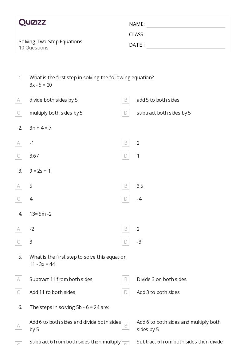 50+ TwoStep Equations worksheets for 8th Grade on Quizizz Free & Printable