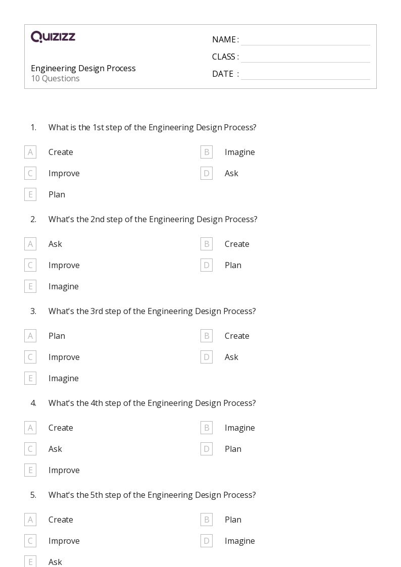50+ Engineering Design worksheets for 5th Grade on Quizizz Free
