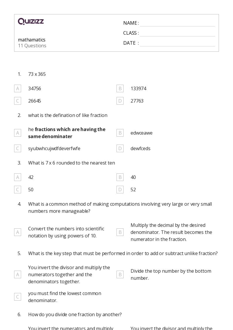 50+ Scientific Notation worksheets for 3rd Class on Quizizz Free & Printable