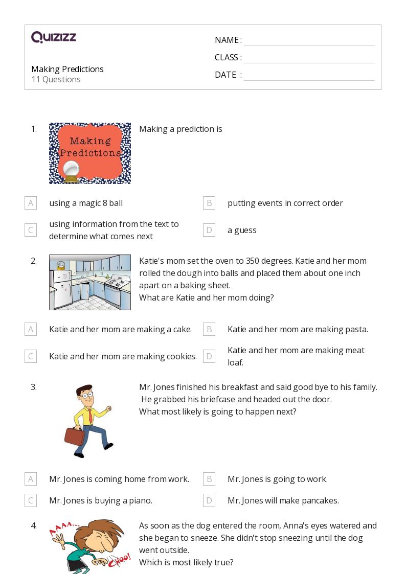50+ Making Predictions worksheets on Quizizz | Free & Printable