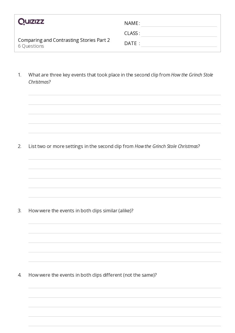 50+ Comparing and Contrasting worksheets for 6th Grade on Quizizz