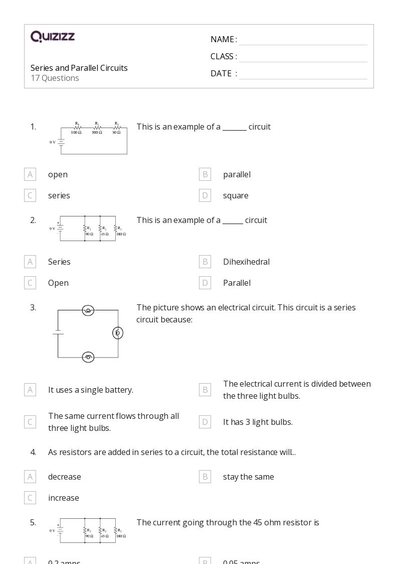 50+ series and parallel resistors worksheets on Quizizz Free & Printable