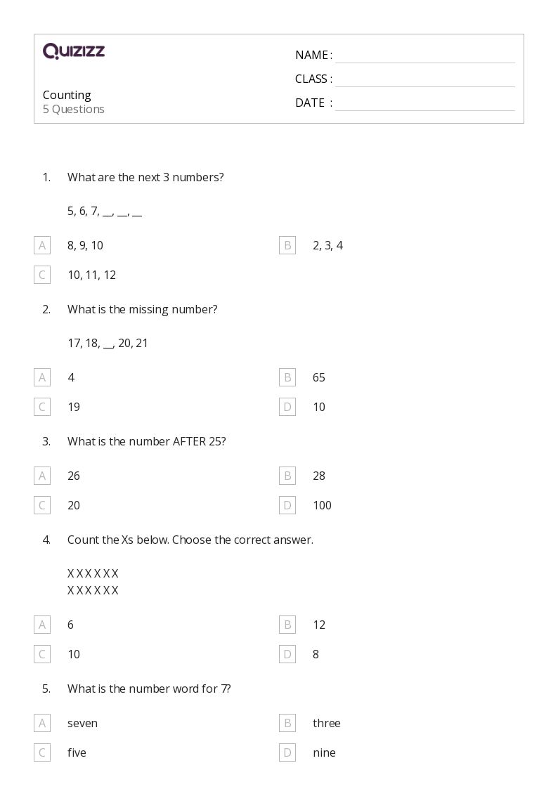 50+ Counting Numbers 1120 worksheets for Kindergarten on Quizizz Free & Printable