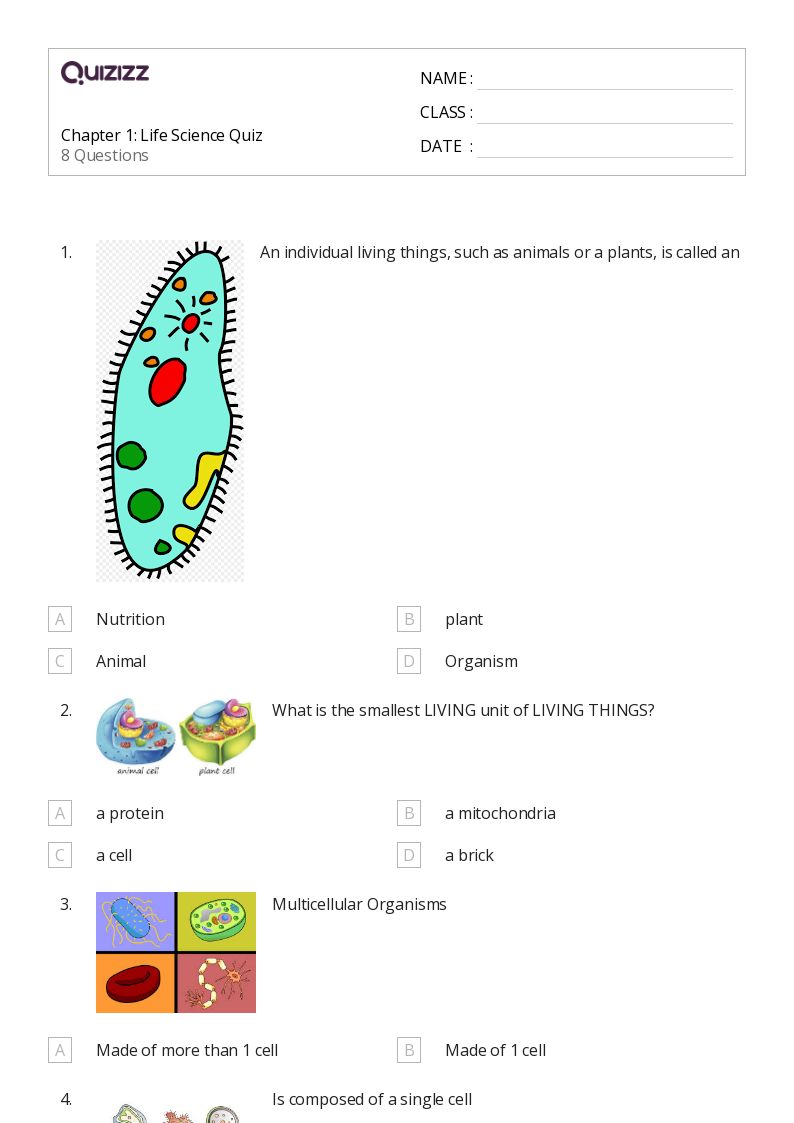 50+ Life Science worksheets for 7th Grade on Quizizz Free & Printable