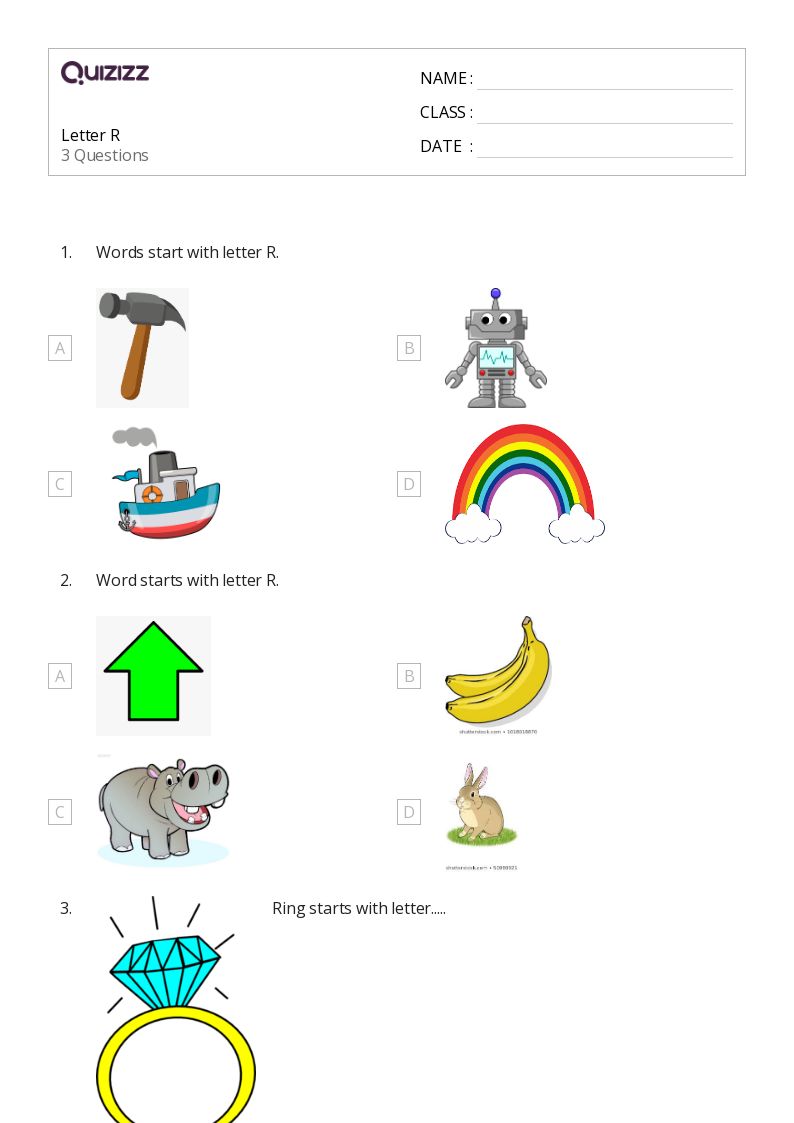50+ The Letter R worksheets for Kindergarten on Quizizz Free & Printable