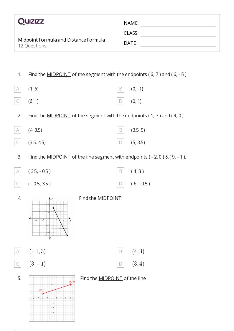 50+ distance formula worksheets on Quizizz | Free & Printable