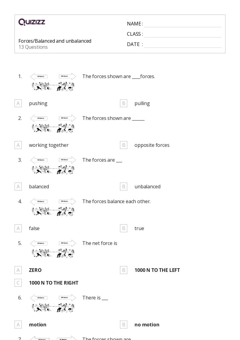 50+ Forces and Interactions worksheets for 4th Grade on Quizizz Free & Printable