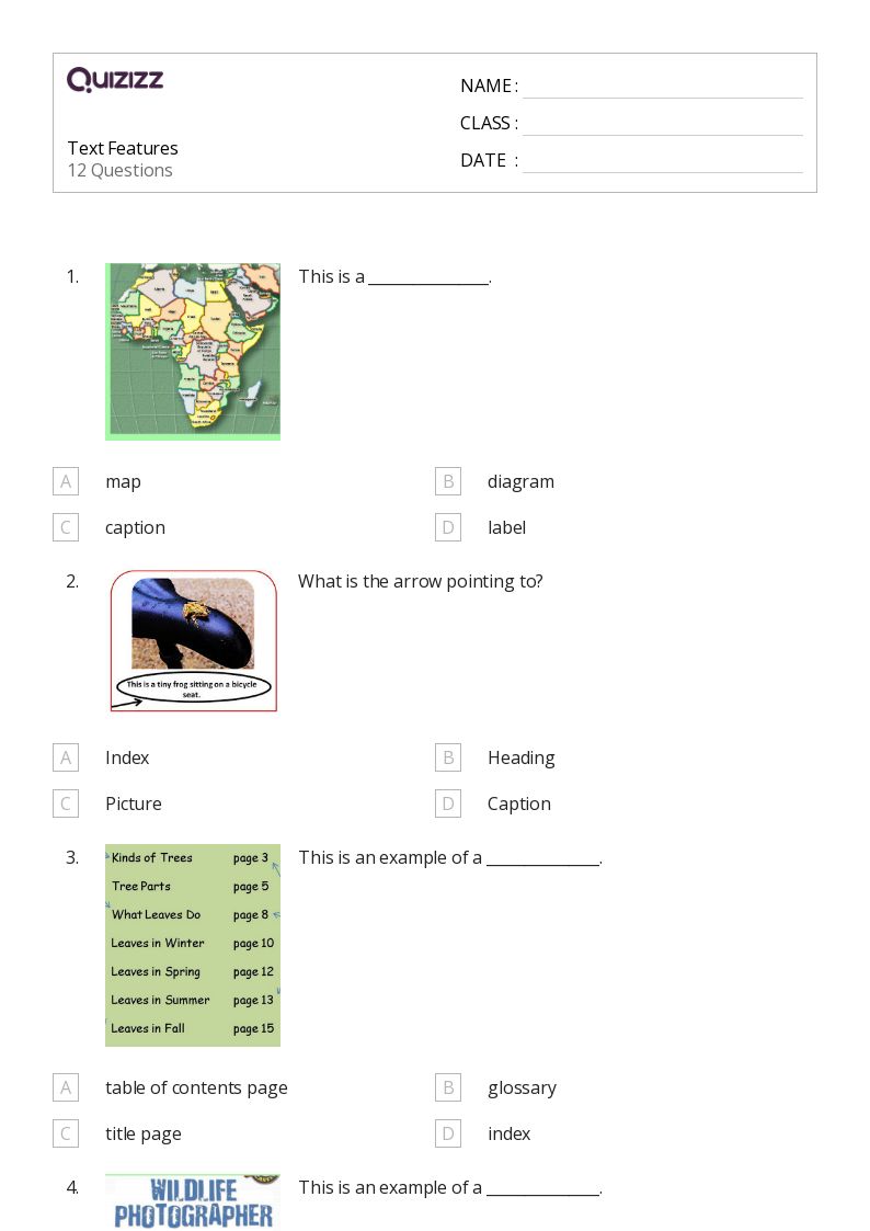 50+ Using Text Features worksheets for 2nd Grade on Quizizz | Free