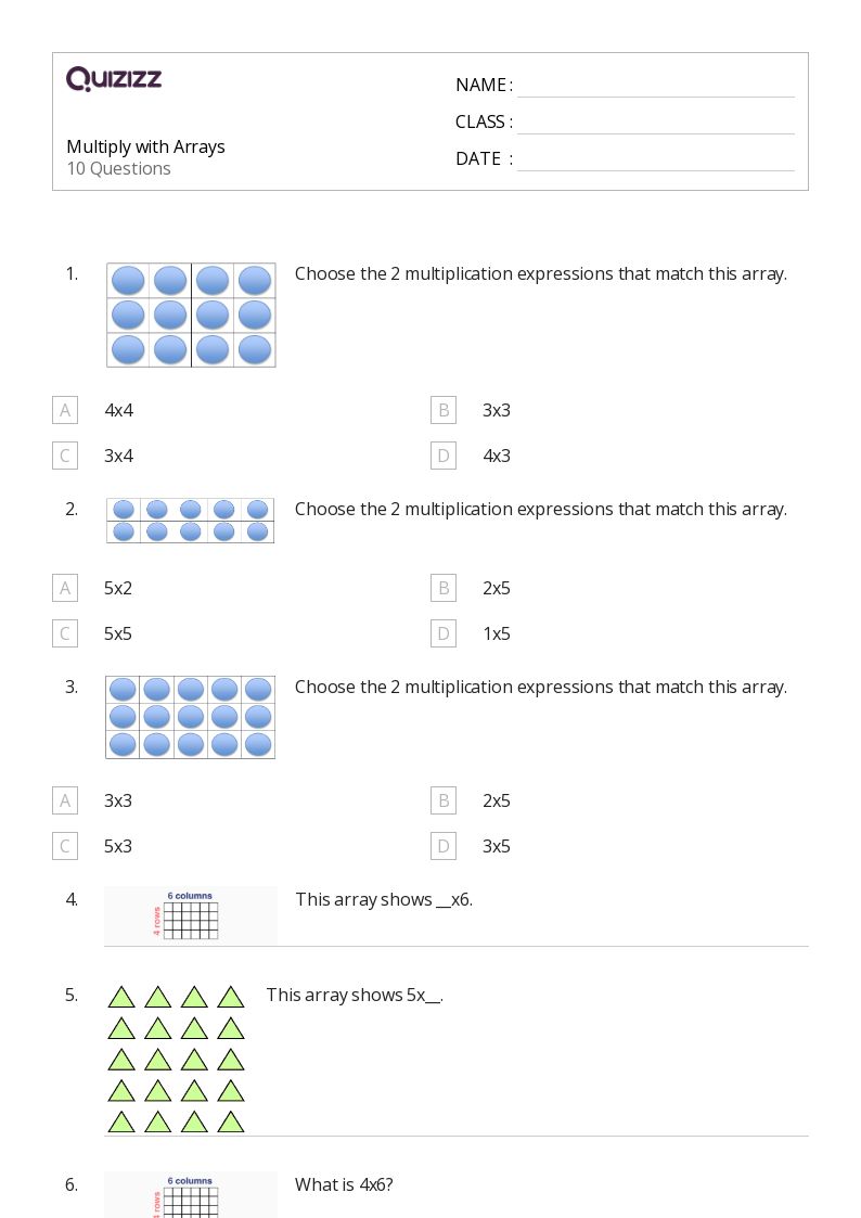 50+ Multiplication with Arrays worksheets for 3rd Grade on Quizizz Free & Printable