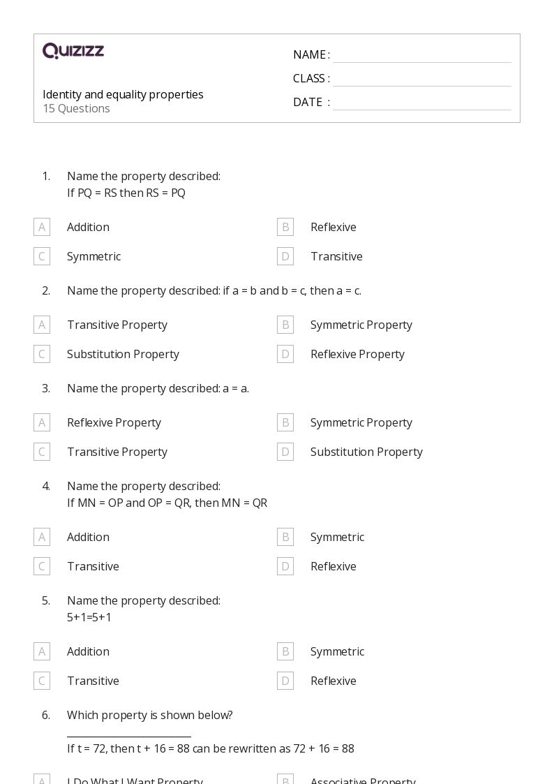 50+ additive identity worksheets for 10th Class on Quizizz Free