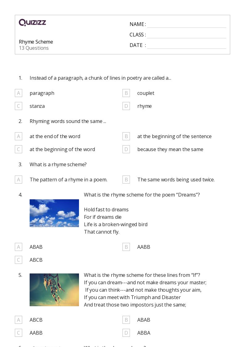 50+ Rhyming Words worksheets for 8th Class on Quizizz Free & Printable