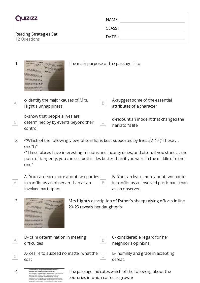 50+ Reading Strategies worksheets for 11th Grade on Quizizz Free & Printable