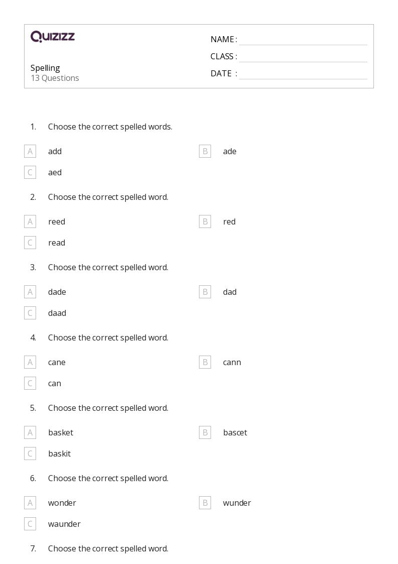 50+ Spelling worksheets for 2nd Grade on Quizizz | Free & Printable