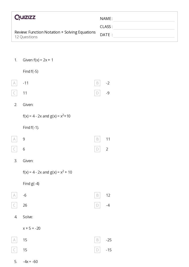 50+ Solving Equations worksheets for 6th Year on Quizizz Free & Printable
