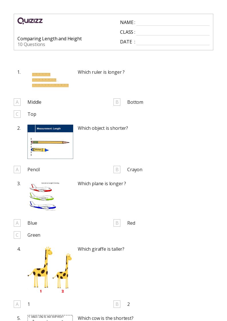 50+ Comparing Length worksheets for 2nd Grade on Quizizz | Free & Printable
