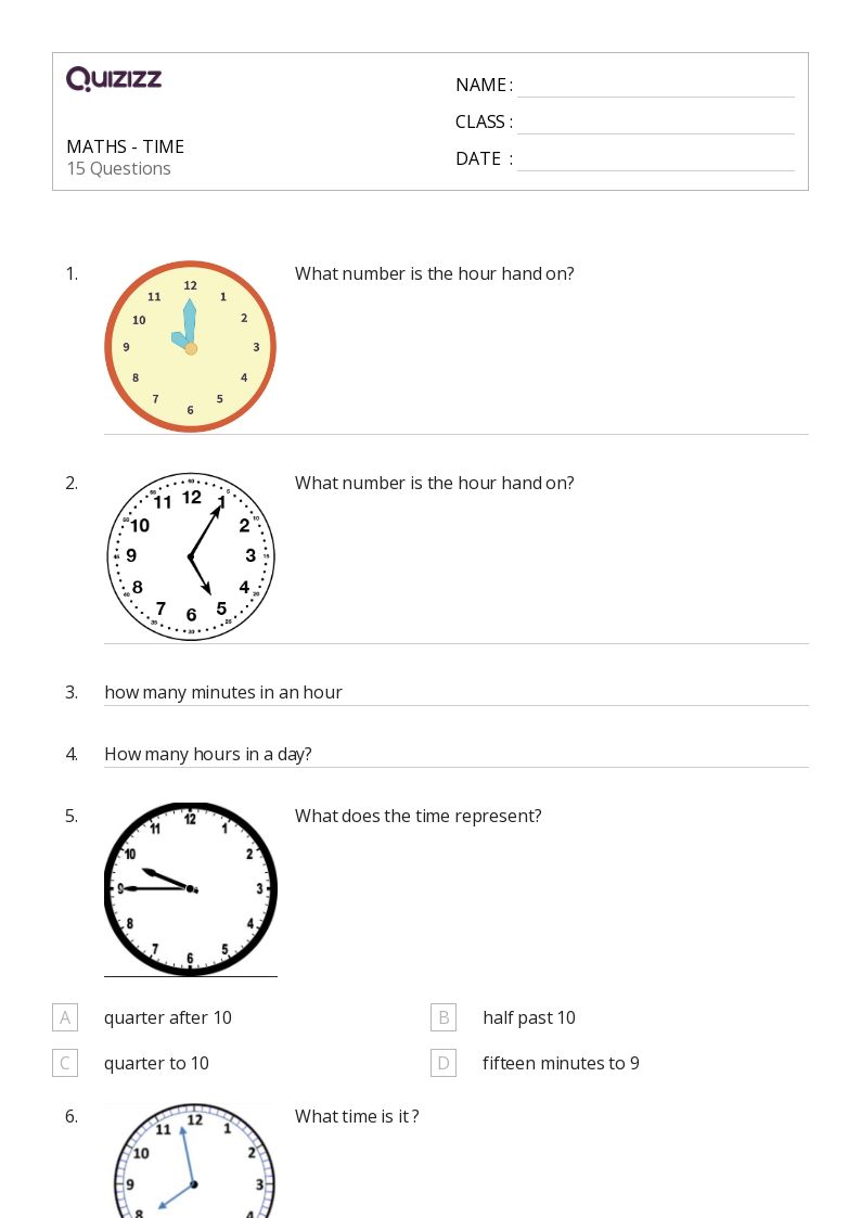 50+ Time to the Half Hour worksheets for 3rd Class on Quizizz Free