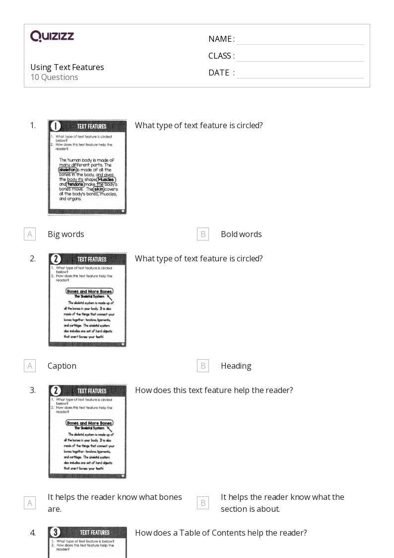 50+ Using Text Features worksheets on Quizizz | Free & Printable
