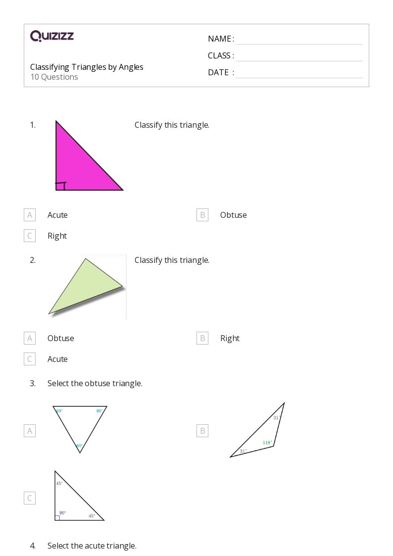 50+ Classifying Triangles worksheets for 4th Grade on Quizizz Free & Printable