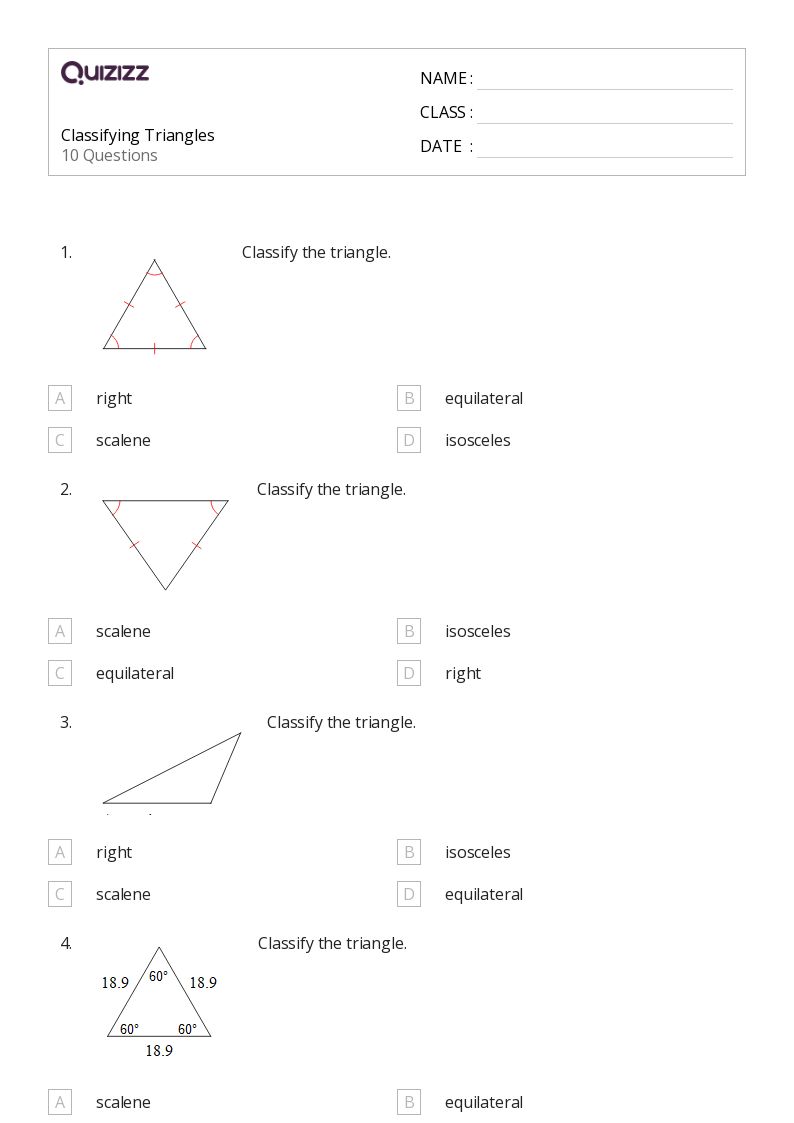 50+ Classifying Triangles worksheets for 8th Grade on Quizizz Free