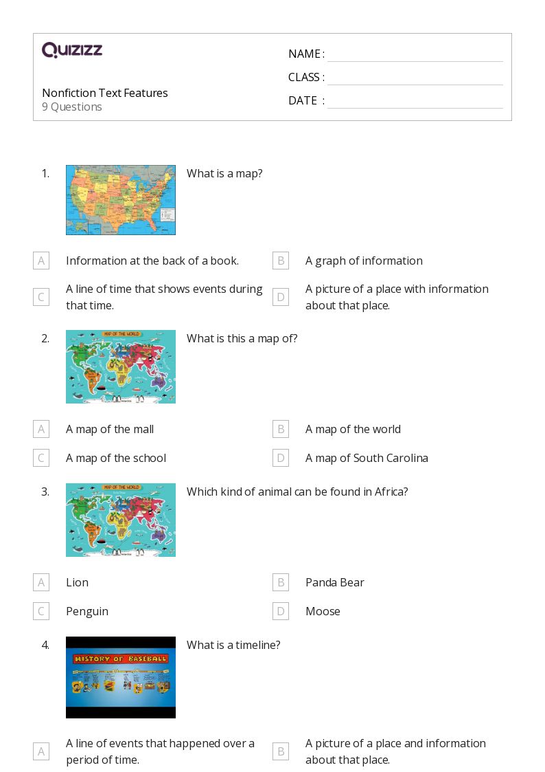 50+ Nonfiction Text Features worksheets for 4th Grade on Quizizz | Free