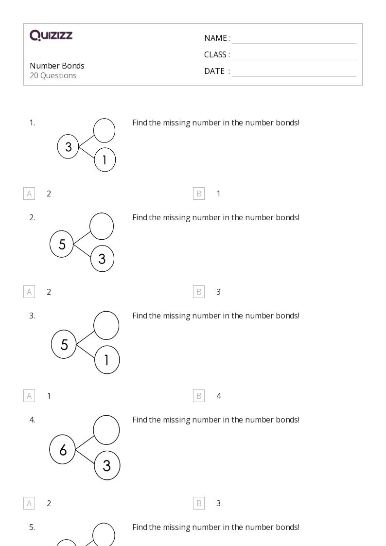 50+ Number Bonds worksheets for Kindergarten on Quizizz Free & Printable