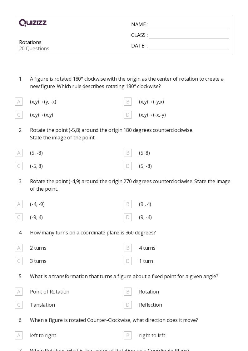 50+ Rotations worksheets for 8th Grade on Quizizz Free & Printable