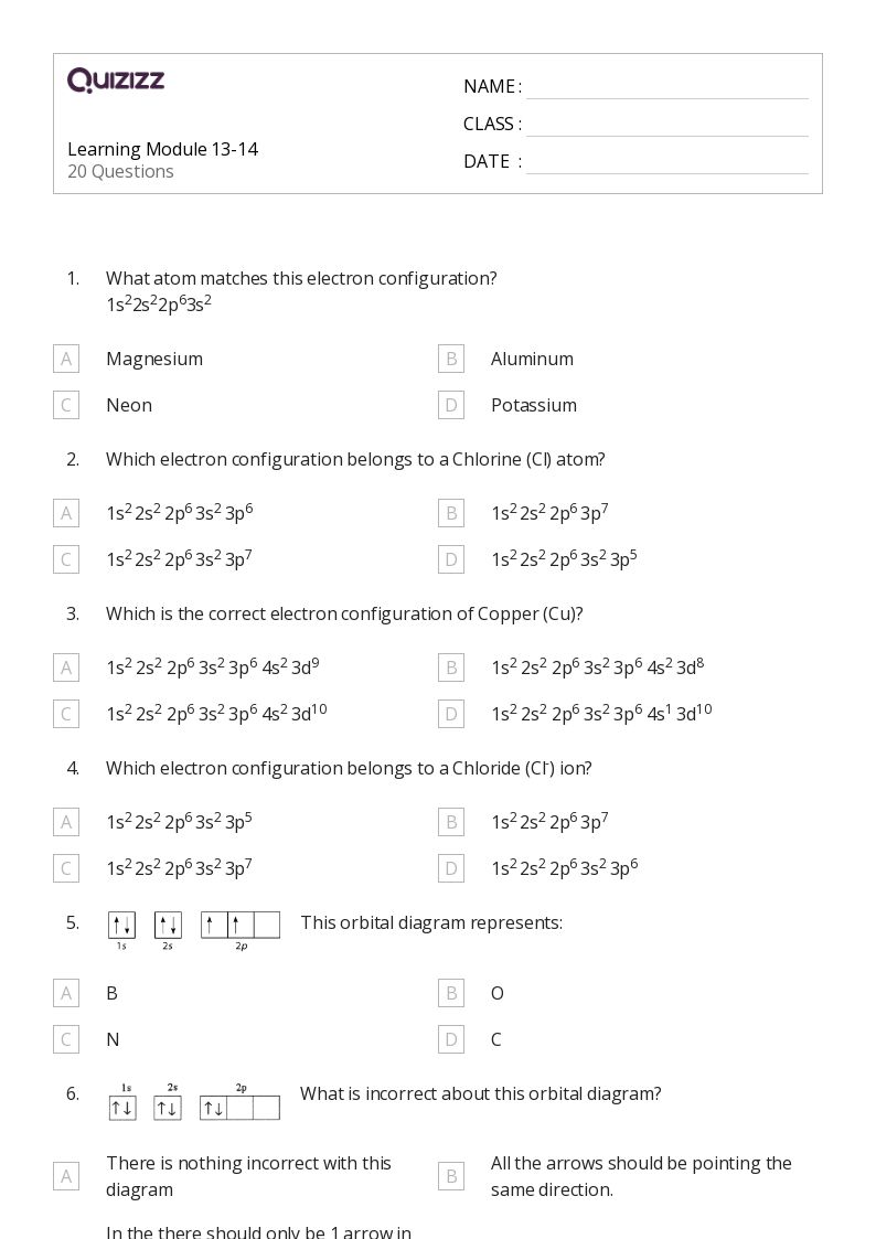 50+ electronic structure of atoms worksheets for 11th Grade on Quizizz