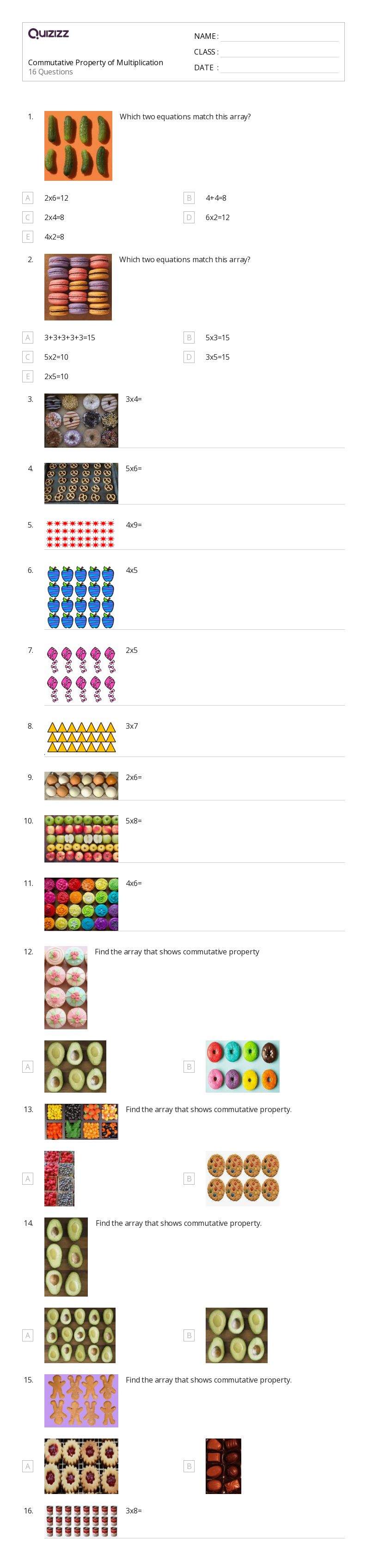 50+ Commutative Property of Multiplication worksheets for 3rd Grade on Quizizz Free & Printable