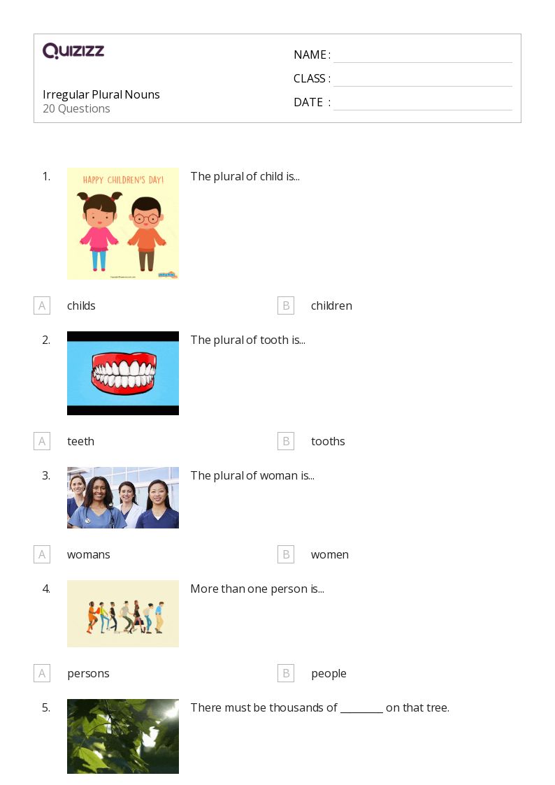 50+ Plural Nouns worksheets for 4th Grade on Quizizz Free & Printable