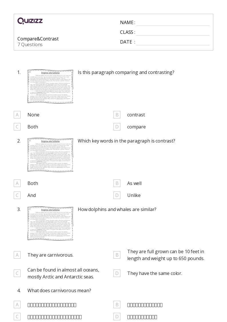 50+ Compare and Contrast worksheets for 11th Grade on Quizizz Free & Printable