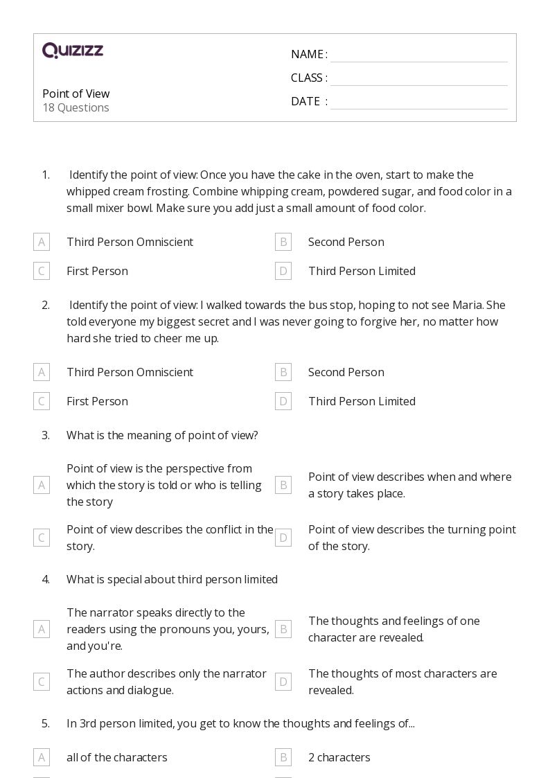 50+ Analyzing Point of View worksheets for 5th Grade on Quizizz Free & Printable