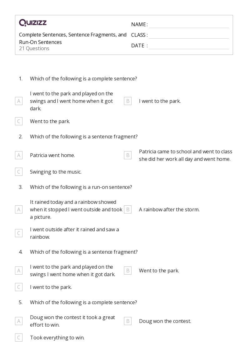 50+ Run On Sentences worksheets for 2nd Grade on Quizizz | Free & Printable