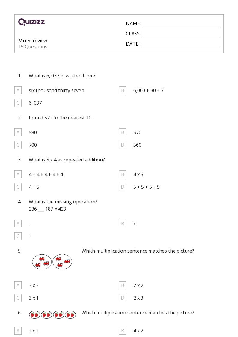 Printable Mixed Operations Worksheets for Grade 3 Quizizz