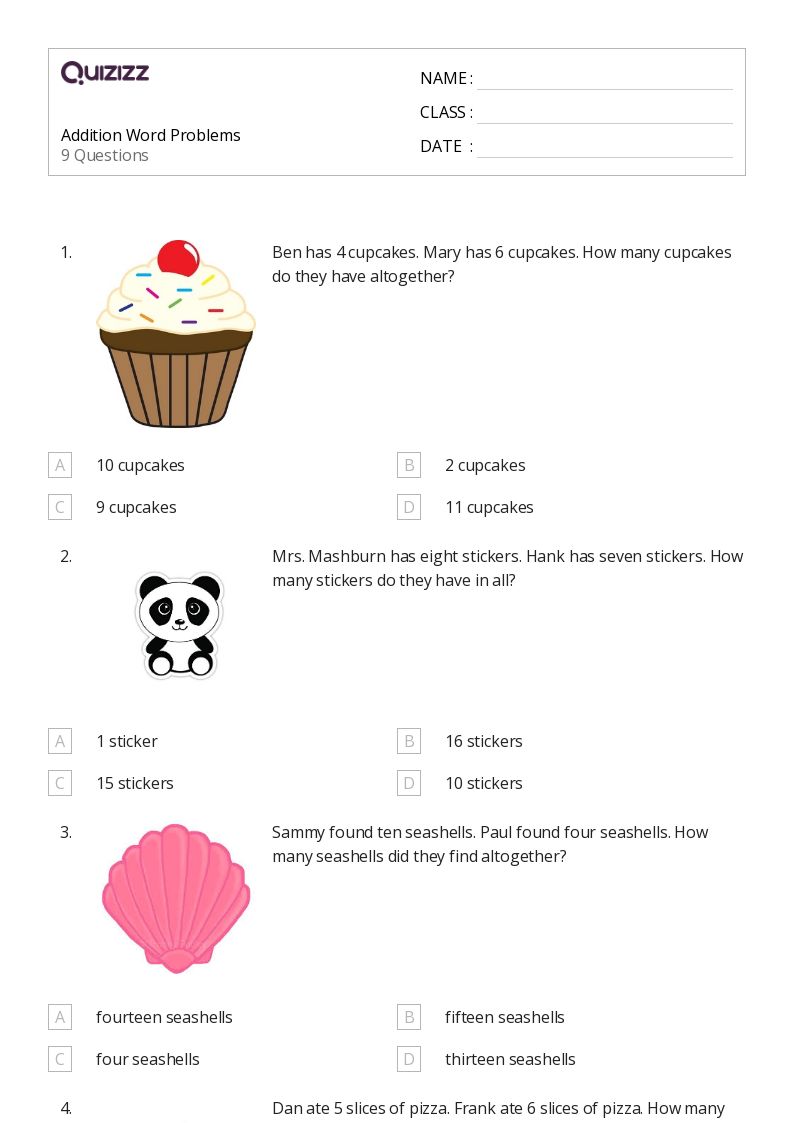 50+ Addition Word Problems worksheets for 5th Grade on Quizizz | Free