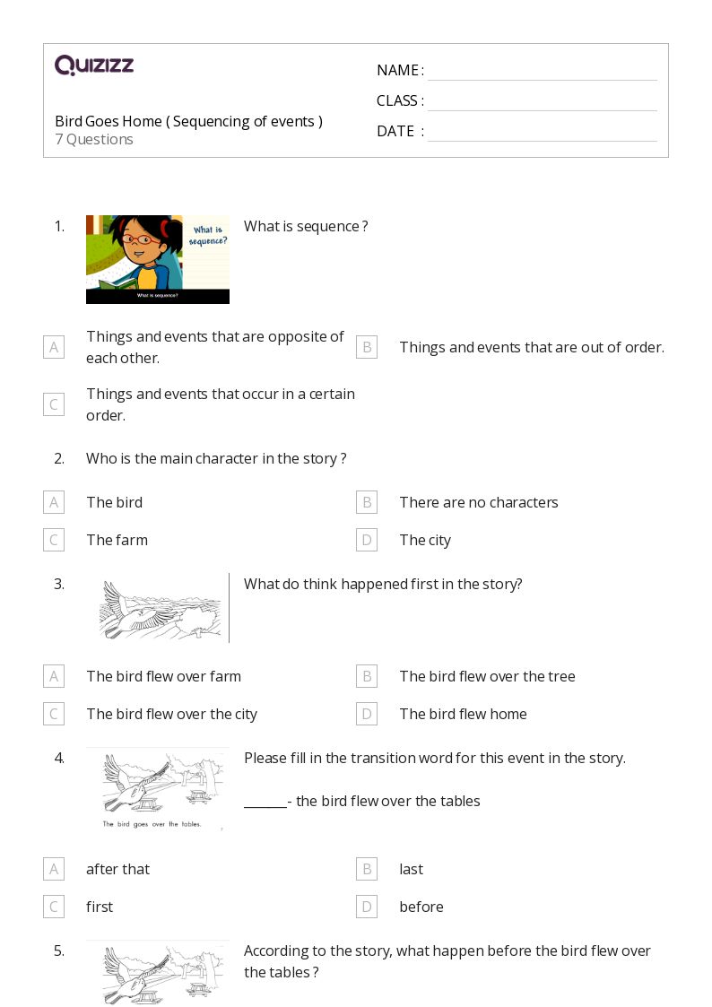 50+ Sequencing Events worksheets for Kindergarten on Quizizz Free & Printable
