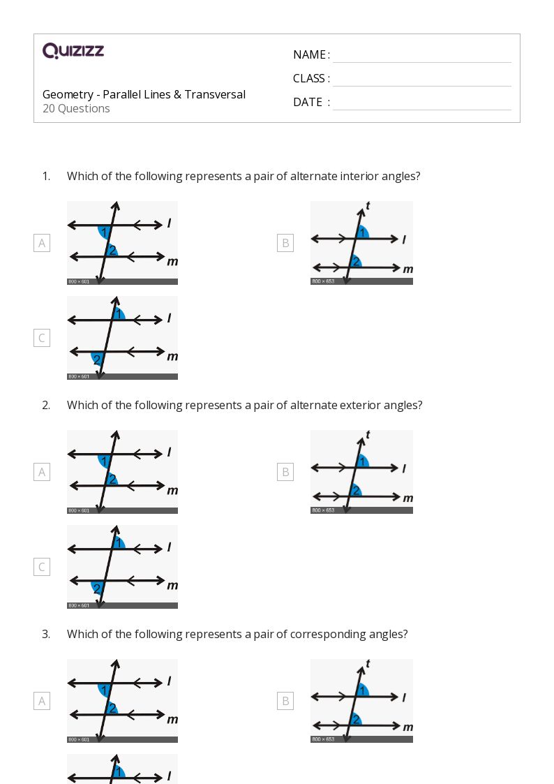 50+ transversal of parallel lines worksheets on Quizizz Free & Printable