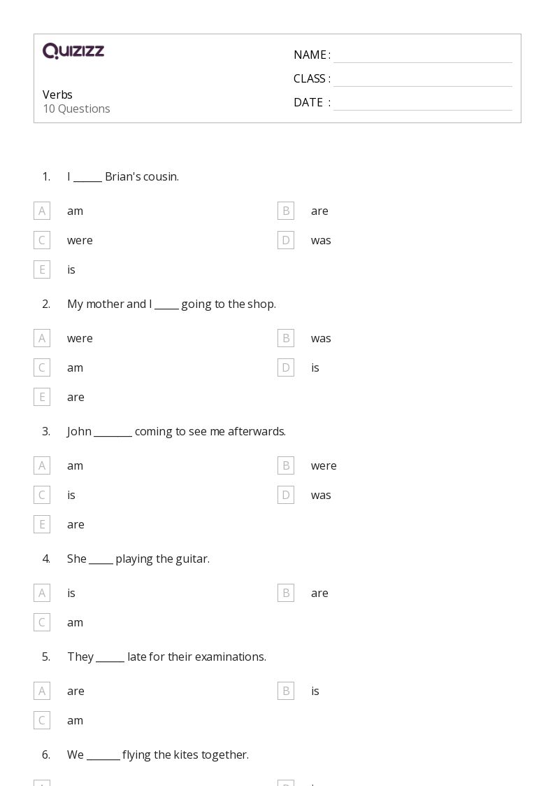 50+ Verbs worksheets for Kindergarten on Quizizz Free & Printable