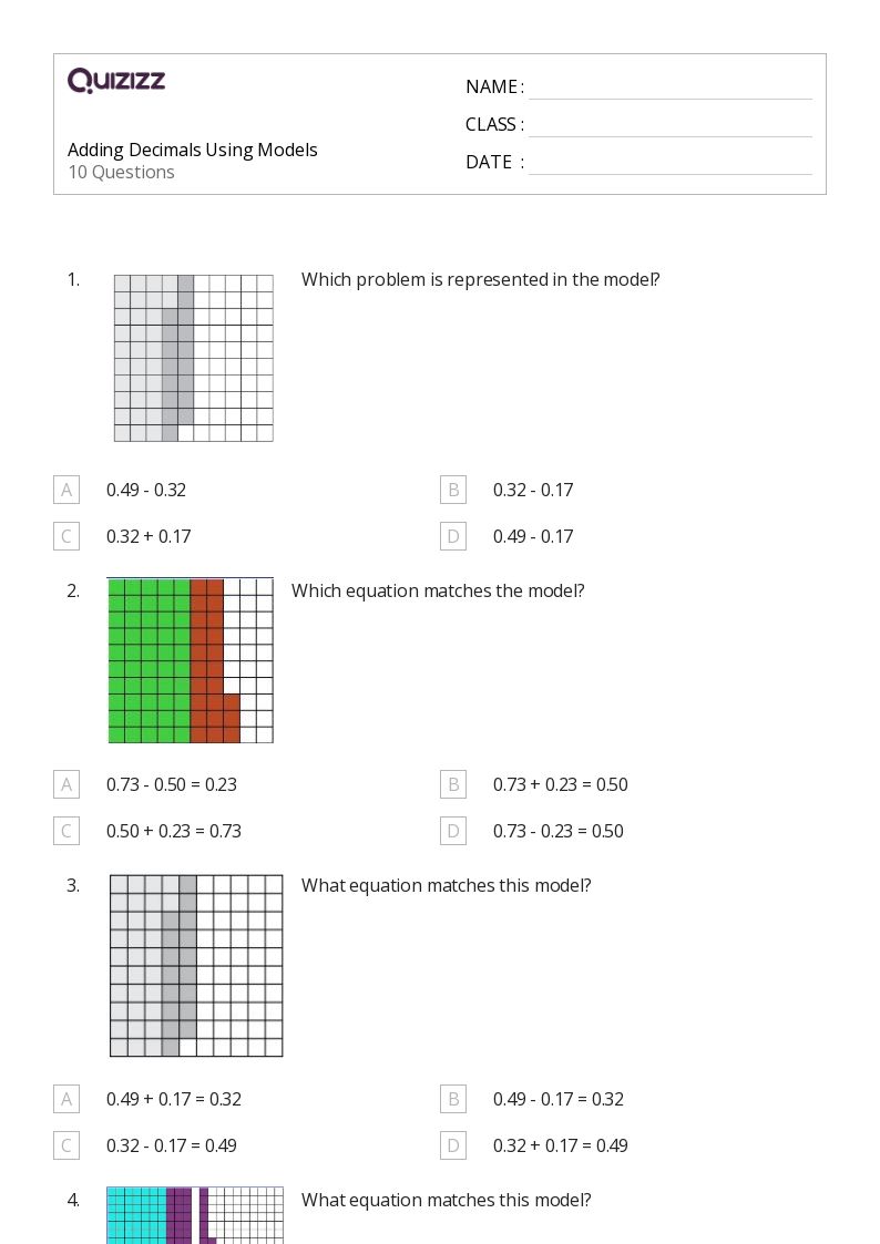 50+ Adding Decimals worksheets for 5th Class on Quizizz Free & Printable