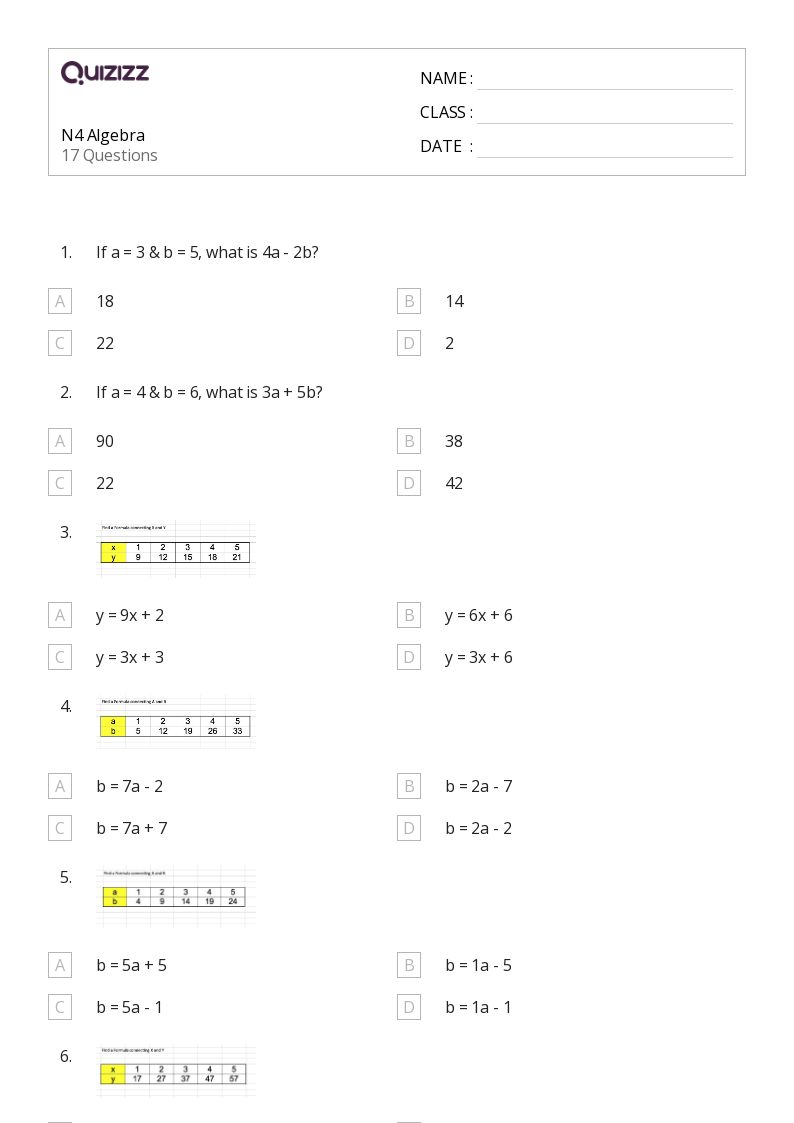 50+ algebra worksheets for 10th Year on Quizizz Free & Printable
